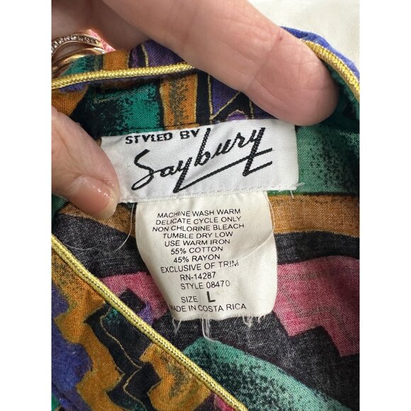 1980s/90s caftan kaftan dress with gold metallic details by Saybury Size L - Picture 5 of 5